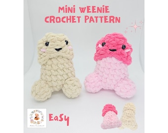 Mini modèle au crochet weenie, modèle amigurumi weenie, modèle peluche weenie, modèle au crochet parties du corps, crochet joufflu, crochet rigolo
