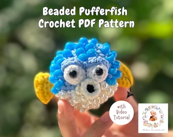 Beaded Fidget Pufferfish Crochet Pattern, Pufferfish Crochet Pattern, Crochet Fidget Toy, Fidget Crochet Pattern, Pufferfish Amigurumi