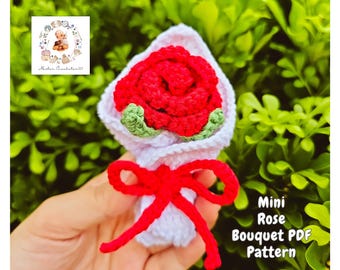 Crochet Mini Rose Bouquet Crochet Pattern, No-sew Crochet Pattern, Keychain Bouquet Crochet, Rose Crochet Pattern, Crochet Gift
