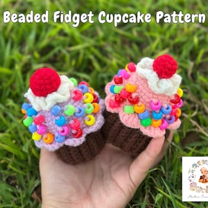 Beaded Fidget Cupcake Crochet Pattern, Cupcake Crochet Pattern, Crochet Fidget Toy, Fidget Crochet Pattern, Cupcake Amigurumi