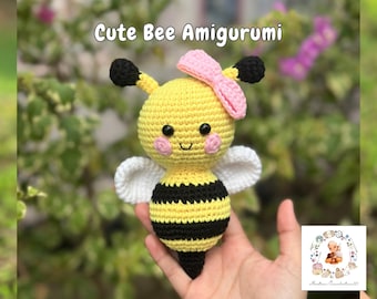 Cute Bee Crochet Pattern, Simple Beginners Amigurumi Animal, Crochet Easy Kids Nursery Toy Pattern, Bee Amigrumi
