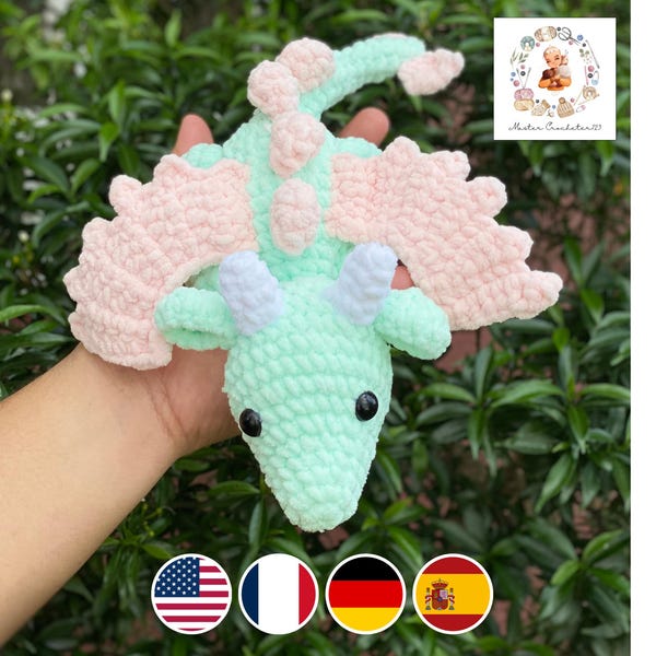Drachen gehäkelte Anleitung PDF, Drache Häkelanleitung, Häkeldrache Plushie Anleitung, Häkeldrache Anleitung - Amigurumi Drachen