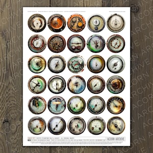 Rusted Steampunk Gauges/dials Printable Images for Jewelry, Pendants ...