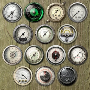 Gleaming Steampunk Gauges/dials Printable Images. Jewelry, Cabochons ...