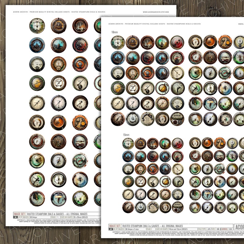 Rusted Steampunk Gauges/dials Printable Images for Jewelry - Etsy