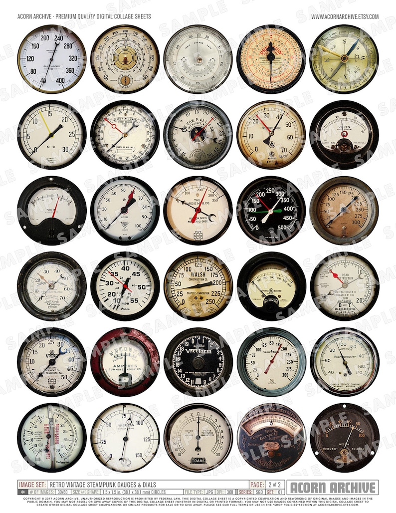Steampunk Gauge Faces Printable