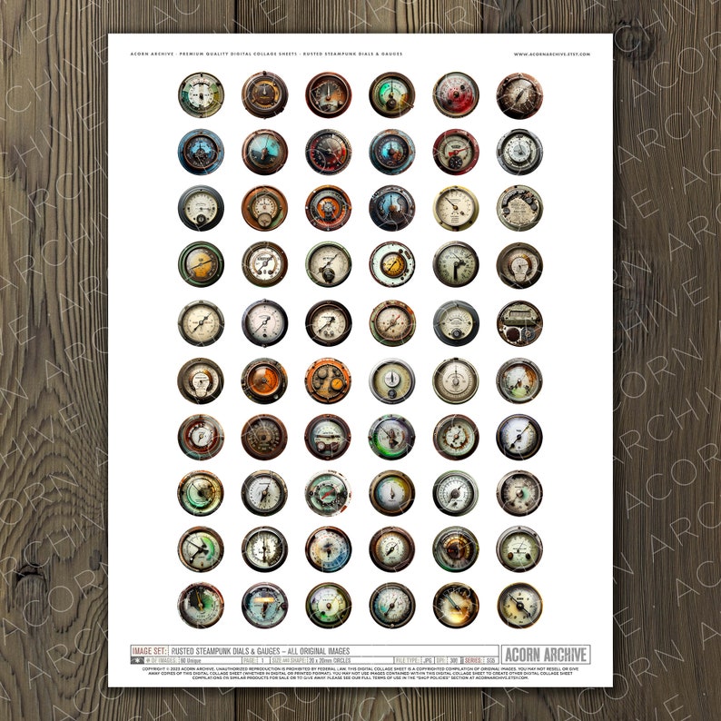 Rusted Steampunk Gauges/dials Printable Images for Jewelry, Pendants ...