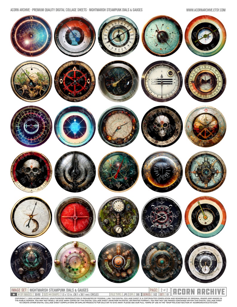 Surreal Steampunk Gauges/dials Printable Images for Jewelry, Pendants ...
