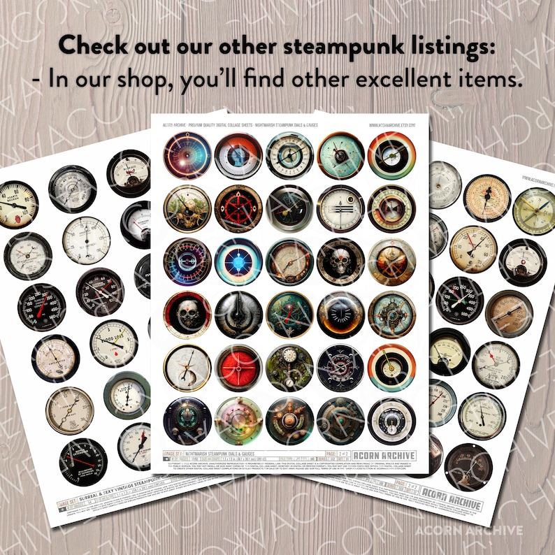 Gleaming Steampunk Gauges/dials Printable Images. Jewelry, Cabochons ...
