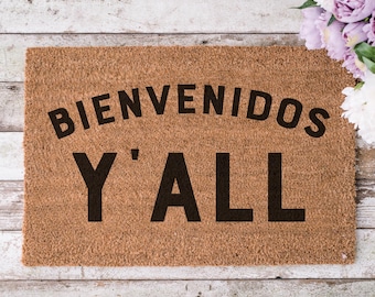 Southern Housewarming Gift under 100 for Southern Front Porch Decor for Texan Doormat in Spanish and English Welcome Mat for New Home