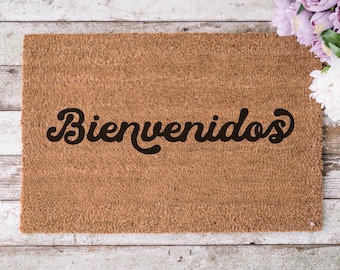 Spanish Housewarming Gift under 100 for Texas Front Porch Decor Bienvenidos Doormat in Spanish Welcome Mat for New Home