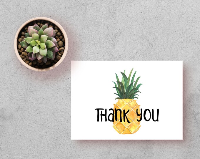 PRINTABLE Pineapple Thank You Card Pineapple Card Instant Etsy