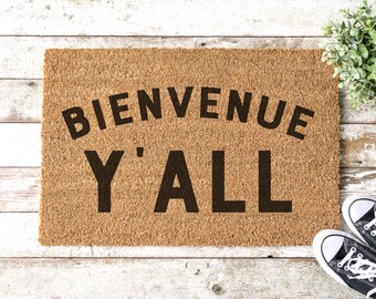 Bienvenue Y'all Coir Doormat: Cajun Welcome Mat