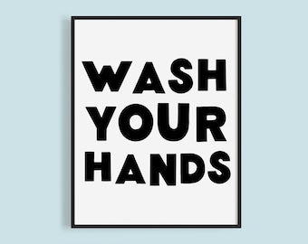 Wash Your Hands Printable Art: Kids/Guest Bathroom Decor (Digital Download)