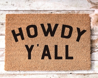 Texas-Themed Entryway Howdy Y’all Doormat for Southern Porch Decor Under 100 Texan Front Porch Welcome Mat