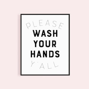 Printable Please Wash Your Hands Y'all Sign | Instant Download | Multicolored