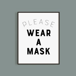 Printable Please Wear A Mask Sign | Modern Bathroom Art Print | Multicolored