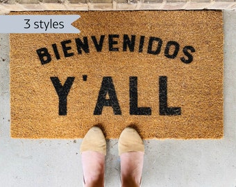 Bienvenidos Y'all Doormat: Bilingual Texas Welcome Mat, Coir Door Mat