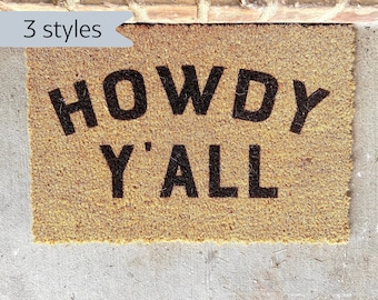 Howdy Y'all Coir Doormat - Texas Welcome Mat
