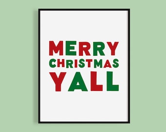 Merry Christmas Y'all Printable: Texas Christmas Wall Decor (Digital Download)