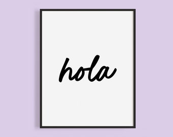 Hola Cursive Sign: Spanish Hello Printable (Digital Download)