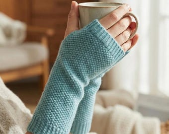 Handgelenkwärmer aus 100 % reinem Kaschmir | Fingerlose Handschuhe für Damen | Himalaya Chyangra | 2-lagig, 16 Mikron | NPIA-zertifiziert (Nepal)