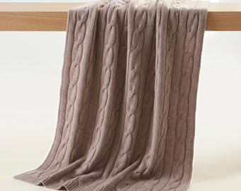 100% Pure Cashmere Bed Throw | Undyed Himalayan Cable Knit | Hand-Knit Heirloom Throw | Luxury Wedding Gift | NPIA Certified Nepal