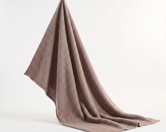 100% Pure Cashmere Bed Throw | Undyed Himalayan Hand-Knit | Honeycomb Heirloom Throw | Luxury Wedding Gift | NPIA Certified Nepal