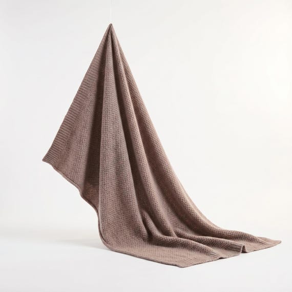 100% Pure Cashmere Bed Throw | Undyed Himalayan Hand-Knit | Honeycomb Heirloom Throw | Luxury Wedding Gift | NPIA Certified Nepal