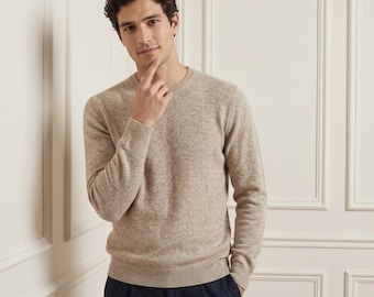 NPIA Certified | Lumusae Original 100% Undyed Cashmere Crewneck | 2-Ply 16 Micron 12-Gauge | 200g Lightweight Sweater | Handmade in Nepal