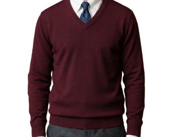 Certificato NPIA / Lumusae Original 100% cashmere puro con scollo a V / 2 strati 16 micron calibro 12 / Maglione di lusso leggero / Fatto a mano in Nepal