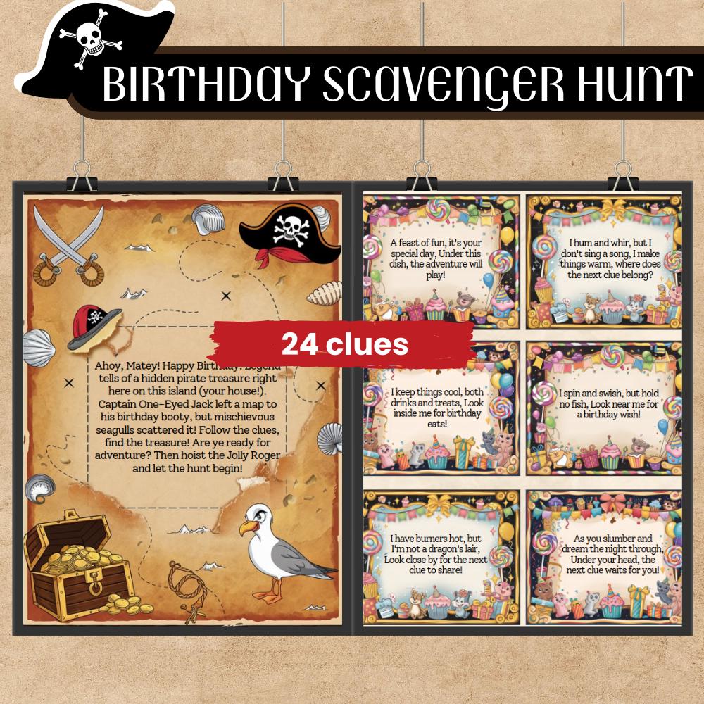 Math Birthday Riddle 24 Rhyming Riddle Clues Birthday Scavenger Hunt Printable for Young ...