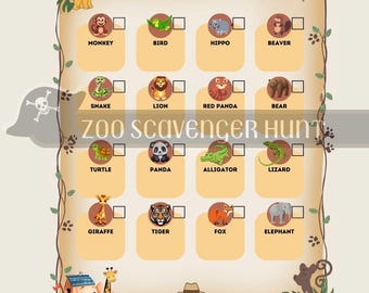 Zoo Scavenger Hunt Printable for Kids Students, Outdoor Scavenger Hunt, Nature Treasure Hunt, Kid Games Activities, School Trips, Field Trip