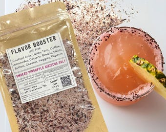 Smoked Pineapple Hibiscus Salt | Gourmet salt for cocktails, grilling and seasoning