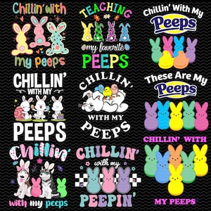 Chillin's Whit My Peep Png/Svg Bundle, Cartoon Chilling Easter Png, Happy Easter Png, Superhero Chilling Png, Fuuny Easter Png