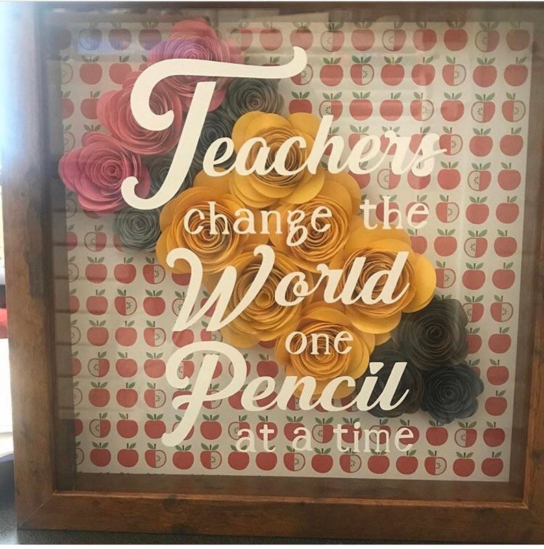 Pencil Shadow Box Teacher Shadow Box Teacher Appreciation Etsy