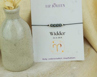 Armband met sterrenbeeld Ram, handgeknoopt, 4 mm kralenarmband, geluksbrenger, hematiet edelsteen, liefdevol cadeau voor uw dierbaren