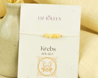 Cancer Zodiac Sign Bracelet, Hand-knotted, 4 mm Beaded Bracelet, Lucky Charm, Calcite Gemstone, Loving Gift for Loved Ones
