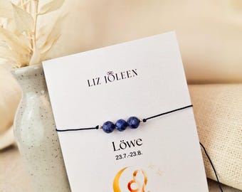 Leo Zodiac Sign Bracelet, Hand-knotted, 6mm Beaded Bracelet, Lucky Charm, Sodalite Gemstone, Loving Gift for Loved Ones