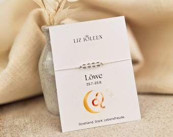 Leo Zodiac Sign Bracelet, Hand-knotted, 4mm Beaded Bracelet, Lucky Charm, Rock Crystal Gemstone, Loving Gift for a Loved One