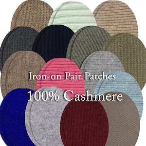 Iron-On 100% Cashmere Elbow Patches, Knit Sweater Repair (Pair)