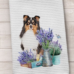 Sheltie Towel, Shetland Sheepdog Towel, Kitchen Towel, Sheltie Gift, Dark Sheltie Towel, Waffle Weave Towel, Sheltie Dog, Sheltie