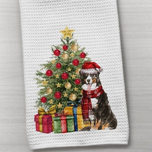 Dog Towel, Bernese Mountain Dog Towel, Dog Kitchen Towel, Kitchen Towel, Christmas Towel, Bernese Mountain Dog, Waffle Weave, Guest Towel