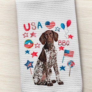 GSP Dog, German Shorthaired Pointer Kitchen Towel, Dog Kitchen Towel, German Pointer Towel, German Shorthair, Dog Towel, Waffle Weave Towel