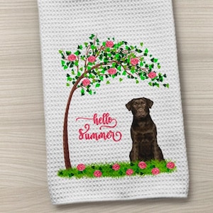 Dog Towel, Chocolate Lab Towel, Labrador Towel, Chocolate Labrador, Kitchen Towel, Dog Kitchen Towel, Waffle Weave Towel, Hand Towel