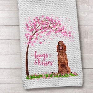 Dog Towel, Irish Setter Towel, Dog Kitchen Towel, Irish Setter Dog Towel, Dog Hand Towel, Kitchen Towel, Irish Setter, Valentine Dog Towel