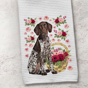 Dog Towel, German Shorthaired Pointer Towel, German Shorthair Towel, Kitchen Towel, Dog Kitchen Towel, Waffle Weave Towel, GSP Towel
