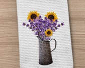 Kitchen Towel, Lavender Towel, Sunflower Towel, Farm Towel, Waffle Weave Towel, Country Towel, Hand Towel, Dish Towel, Farm Home Towel