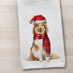 Sheltie Towel, Shetland Sheepdog Towel, Kitchen Towel, Christmas Dog Towel, Christmas Sheltie, Christmas Sheltie Towel, Shetland Sheepdog