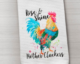 Rise N Shine Rooster Woven Cotton Country Kitchen Towel 2 Set of Rise N Shine Rooster Woven Cotton Country Kitchen Towel 2 Set of